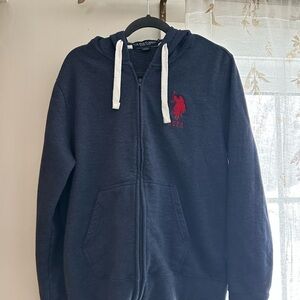 U S Polo Association navy blue full zip sweatshirt